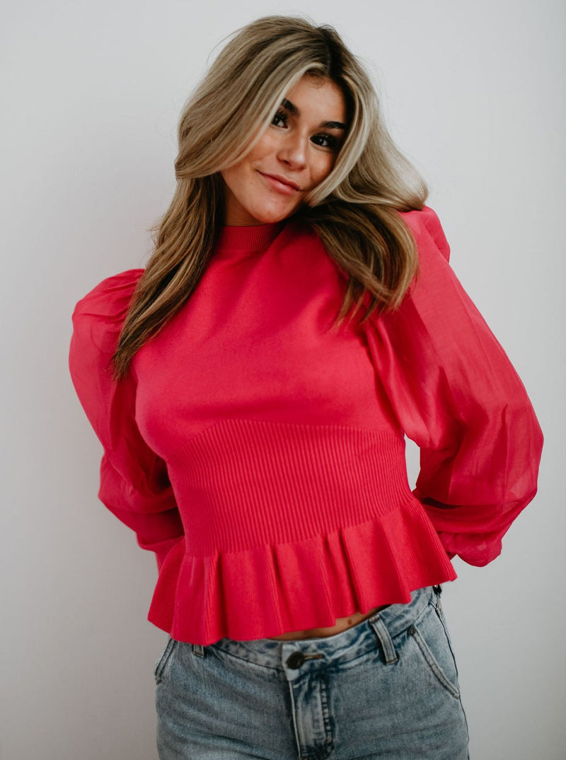 Swayze Sweater Top/Hot Pink